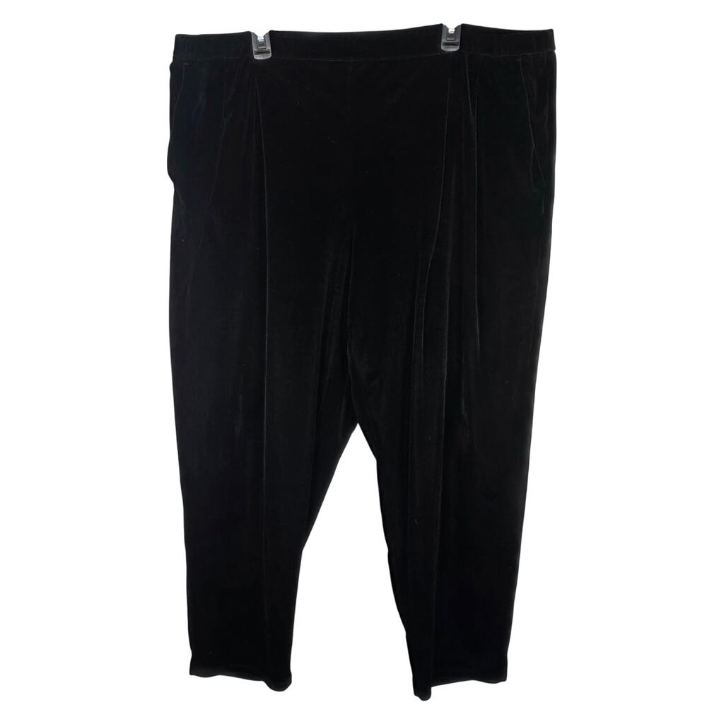 Eileen Fisher 2X Black Velvet Pull On Ankle Pants